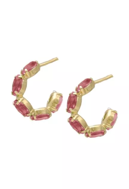 Pendientes plata chapada con piedras rosé 273_A4136-26DT