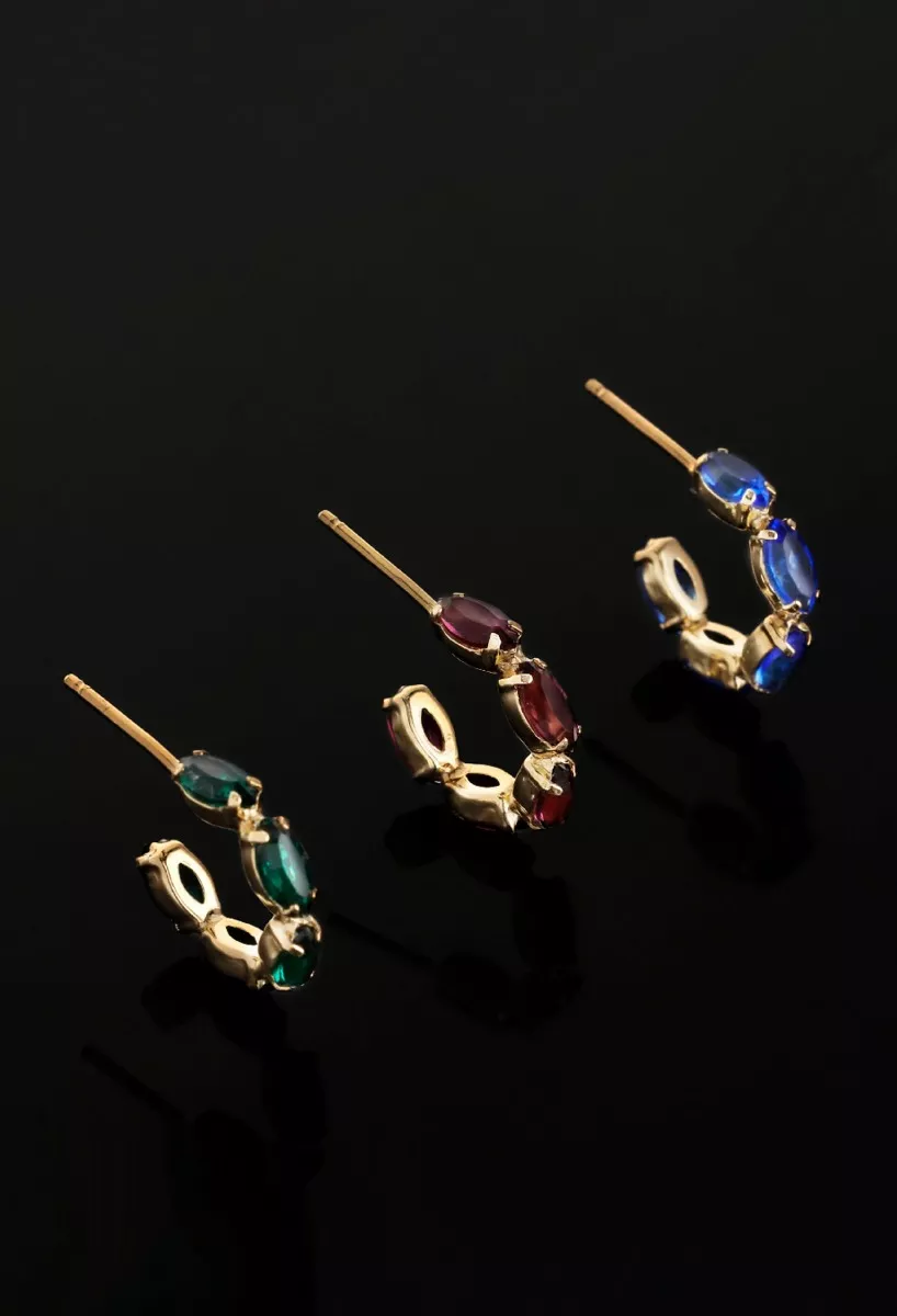 Pendientes plata chapada piedras con piedras color rubí 273_A4136-11DT colores