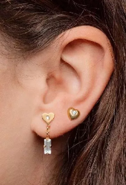 Pendientes plata chapados con cristal rectangular y corazón circonita 273_A3737-07DT