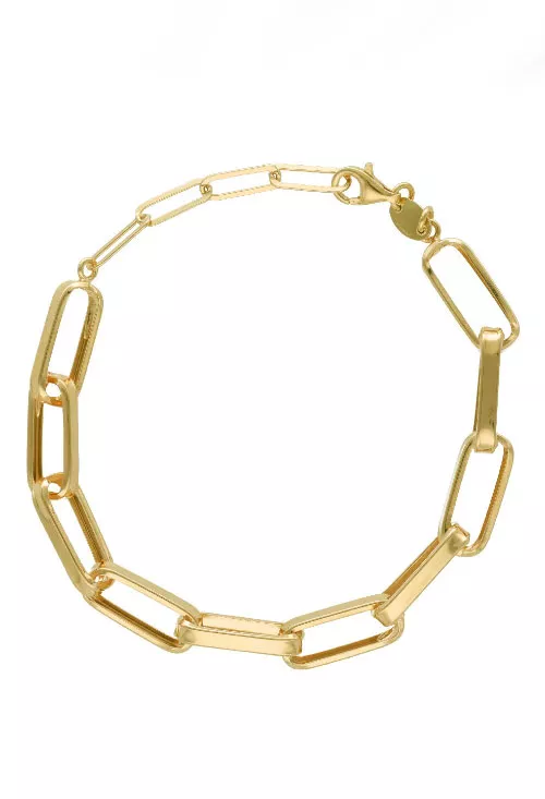 Pulsera de plata capada en oro eslabones ovales ajustables 273_A4109-DP