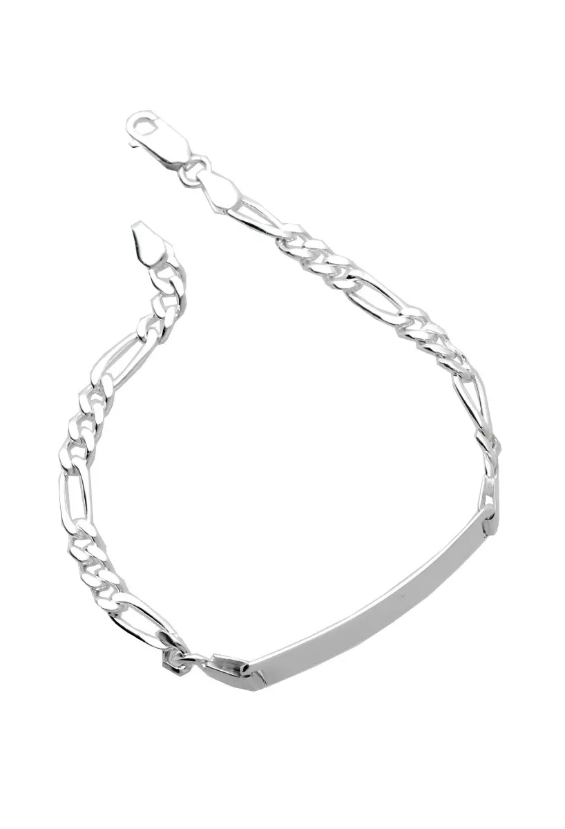 pulsera plata con chapa para grabar eslabones 3x1 fotografia numero uno