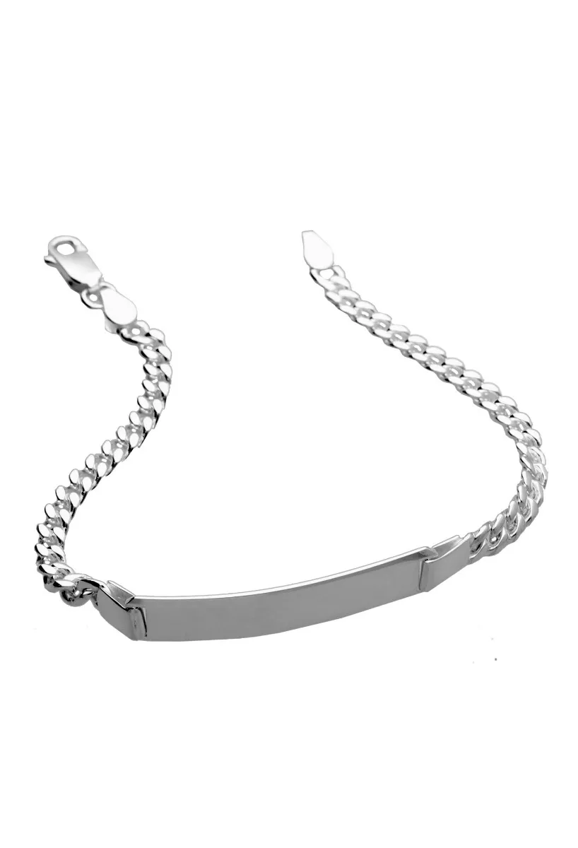pulsera de plata con chapa para grabar eslabones barbados foto primera para web el rubi joyeros