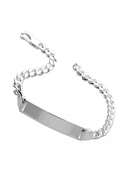 pulsera hombre plata de ley con chapa para grabar eslabones barbados foto para parrilla web el rubi joyeros