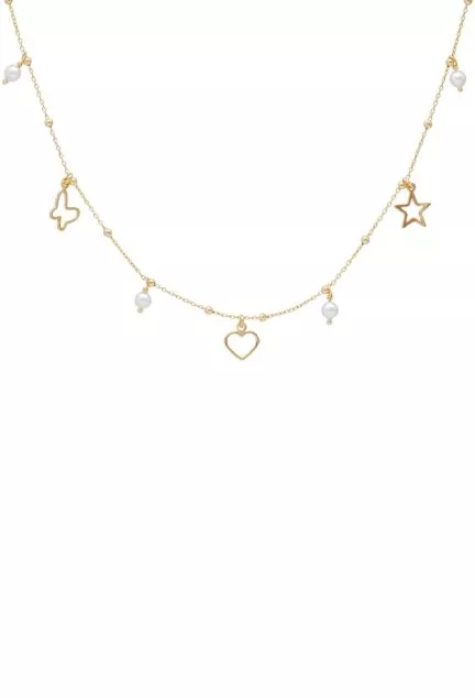 Gargantilla de plata chapada con motivos colgantes varios 273_A4270-00DG