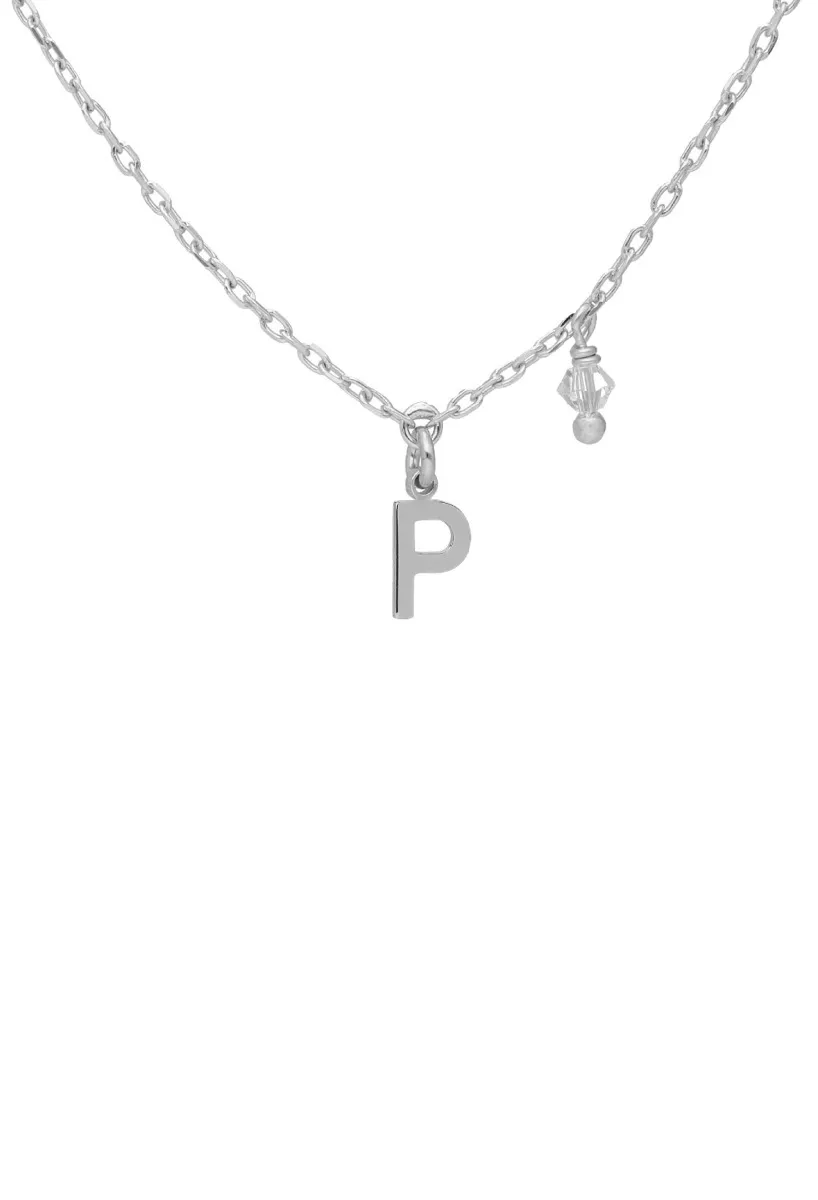 Gargantilla de plata chapada letra P y cristal 273_A4231-PDG