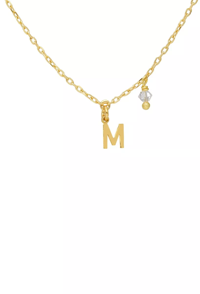 Gargantilla en plata chapada letra y cristal 273_A4231-MDG