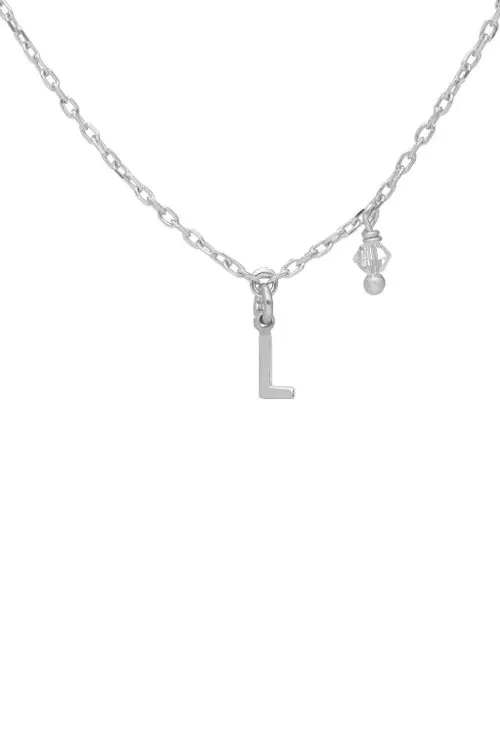 Gargantilla en plata letra L y cristal 273_A4231-LHG