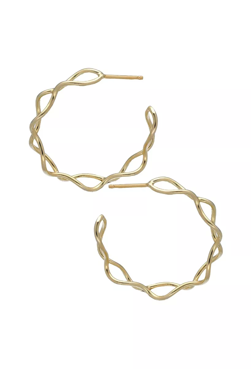 Pendientes de plata chapada con forma de rombos retorcidos 273_A4347-DT