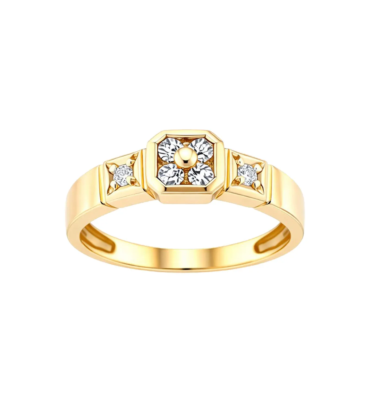 anillo de oro 18k con circones para niña de comunion 036_S67673