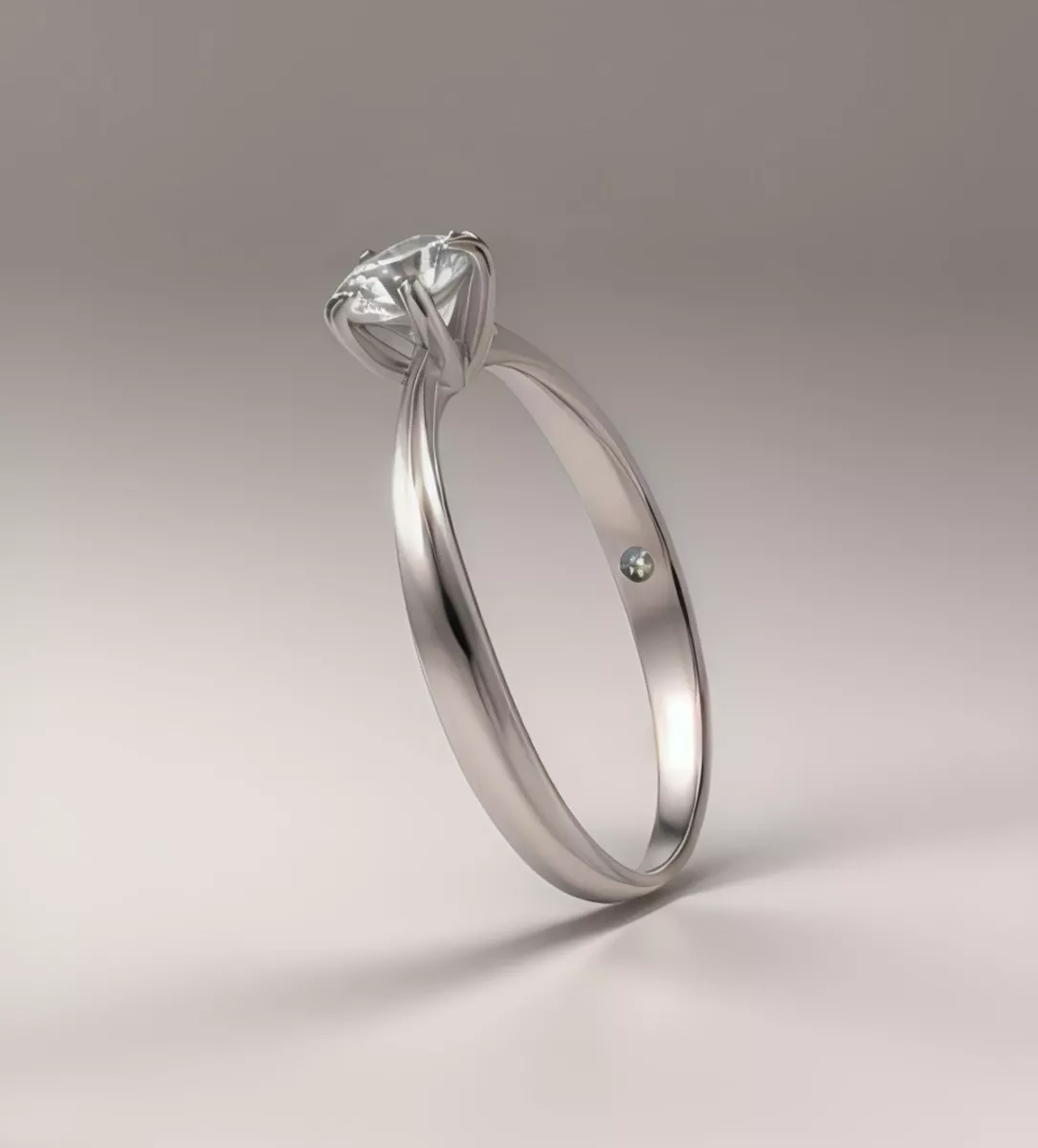 anillo compromiso solitario garra 6 patas con diamante de medio quilate foto render