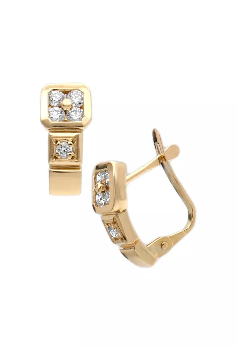 pendientes oro amarillo 18 kilates con circonitas indicados para primera comunion foto toma lateral