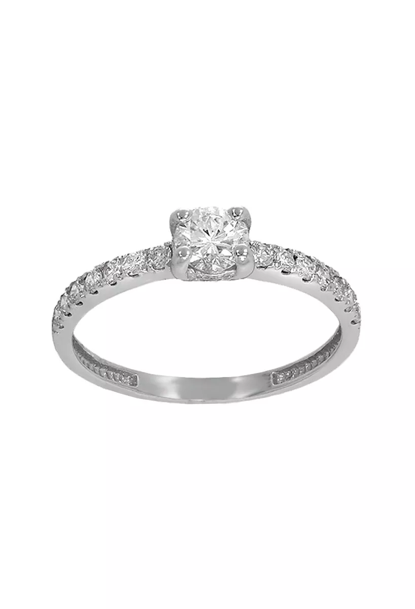 anillo compromiso oro blanco 18 kilates con diamantes fotografía frontal para web