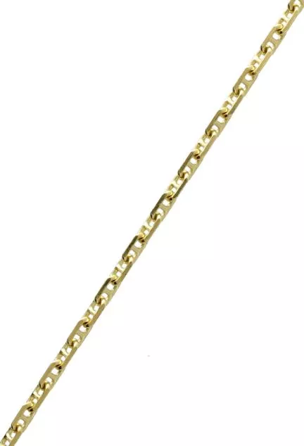 cadena oro amarillo eslabones forzados de 45 cm de largo vista frontal de tramo