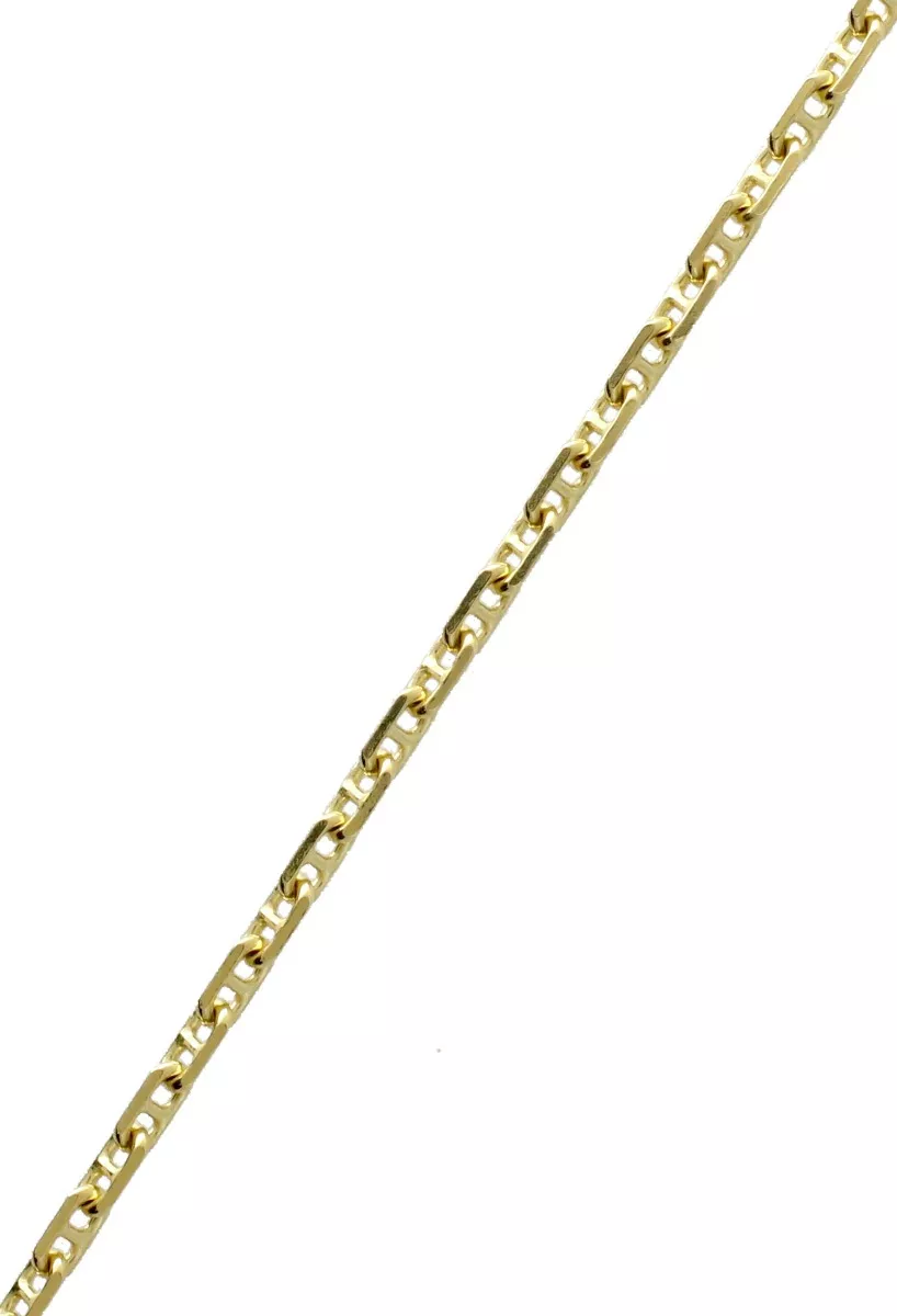 cadena oro amarillo eslabones forzados de 45 cm de largo vista frontal de tramo