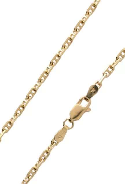 cadena de oro amarillo 18 kilates eslabones macizos modelo ancla con mosqueton foto detalle broche