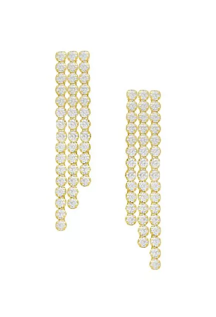 Pendientes de plata chapada con 3 hileras de circonitas 273_A4365-07DT