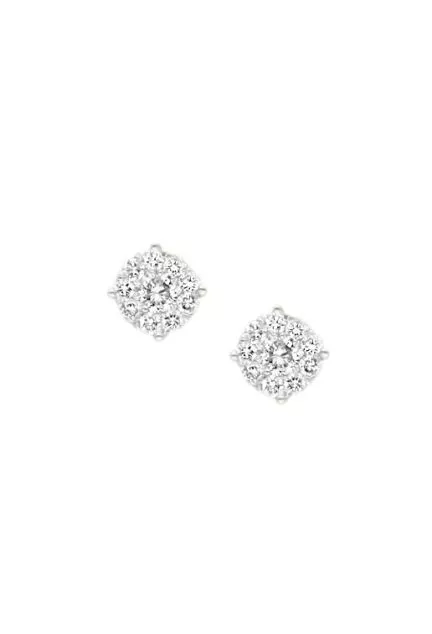 pendientes oro blanco 18k con diamantes engaste invisible vista de frente