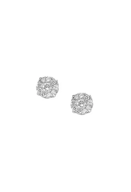 pendientes oro blanco con diamantes roseta engaste invisible fotografia frontal