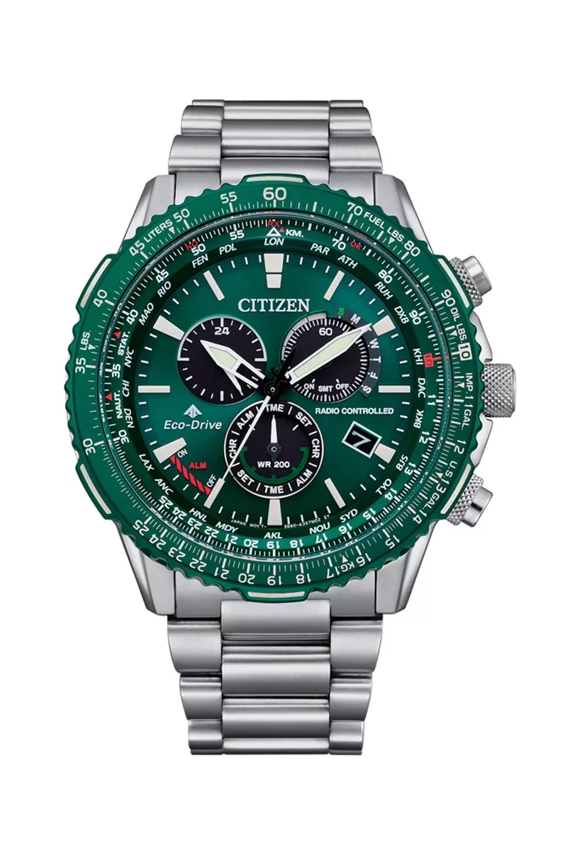 Reloj Citizen cronografo, acero, radio controlado, eco drive CB5004-59W