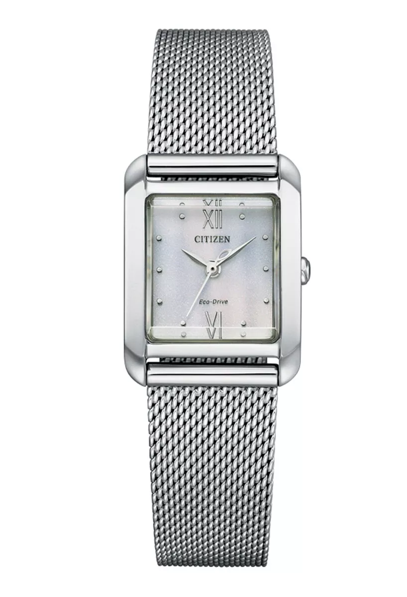 Reloj Citizen acero para mujer, Eco Drive correa malla milanesa EW5590-62A