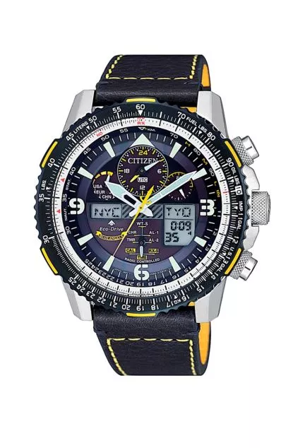 Reloj Citizen cronógrafo radio controlado acero y piel, Eco Drive JY8078-01L