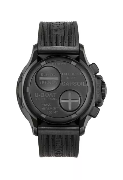 Reloj U-Boat Classico con caja acero negro y correa caucho 319_8109C trasera