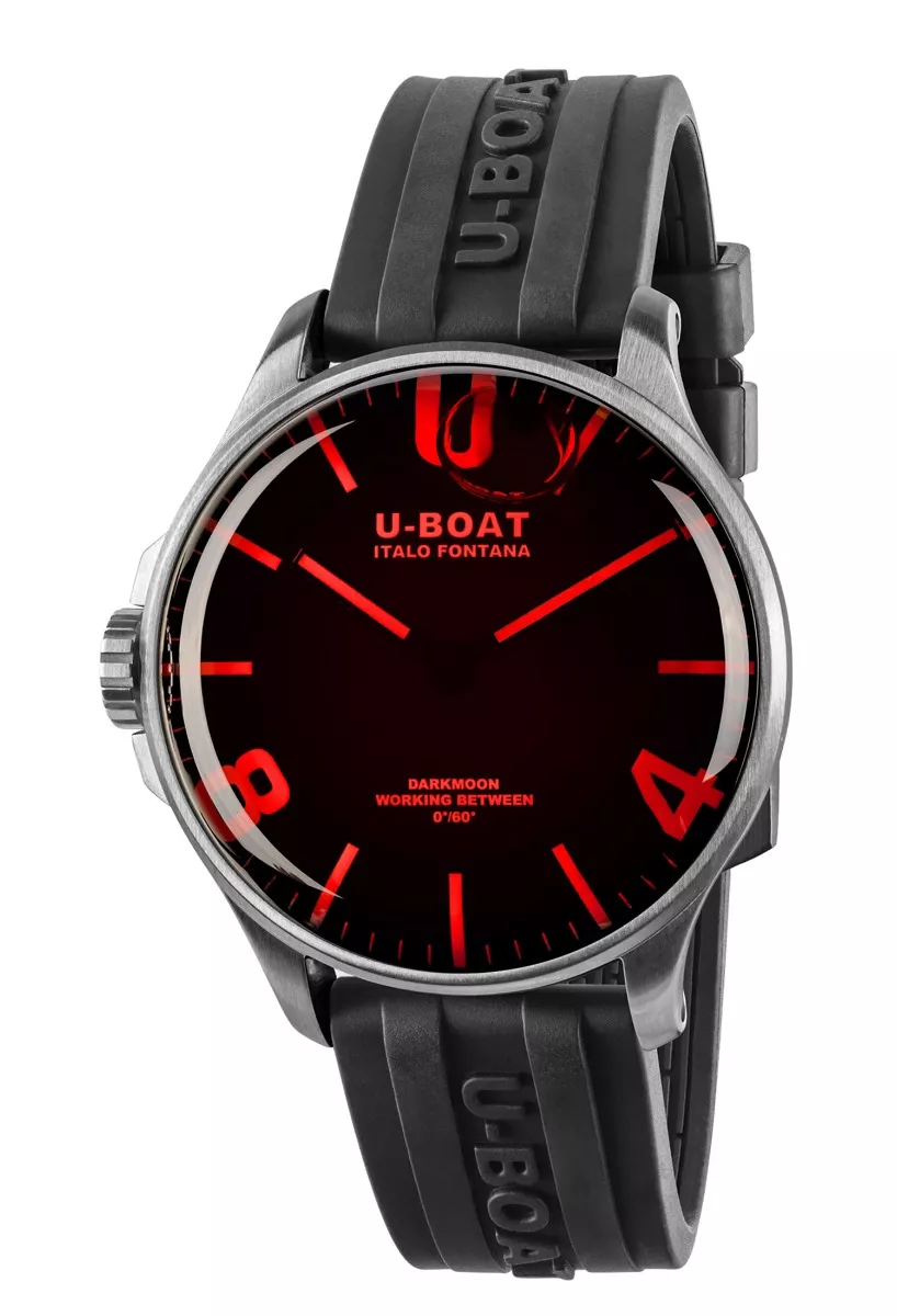 Reloj U-Boat Darkmoon con caja acero esfera roja y correa caucho 319_8465