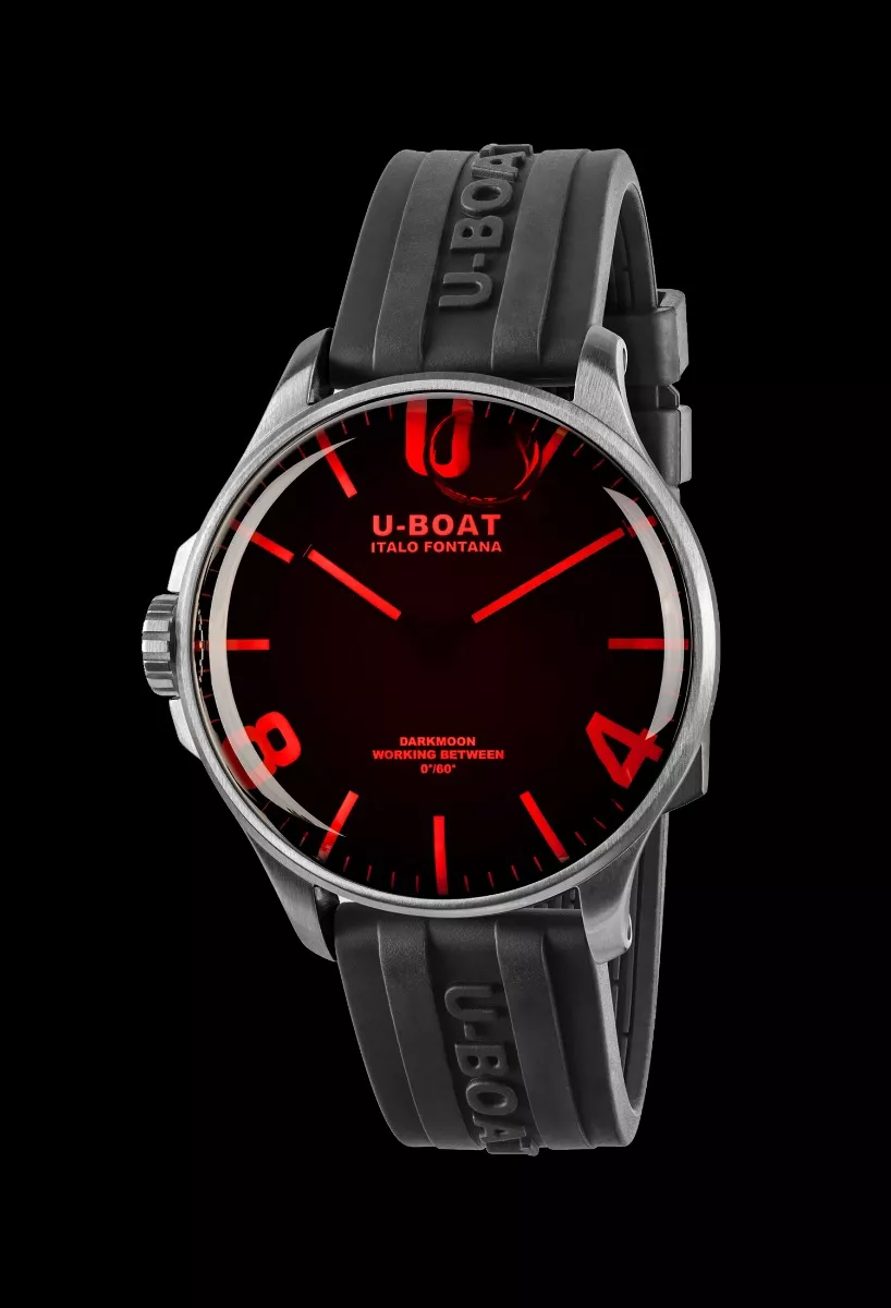 Reloj U-Boat Darkmoon con caja acero esfera roja y correa caucho 319_8465 f negro