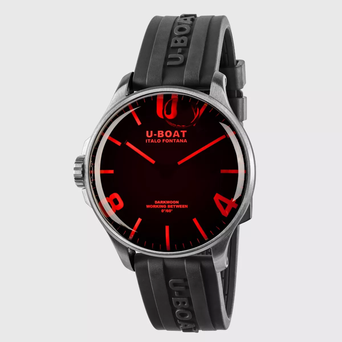 Reloj U-Boat Darkmoon con caja acero esfera roja y correa caucho 319_8465 gris