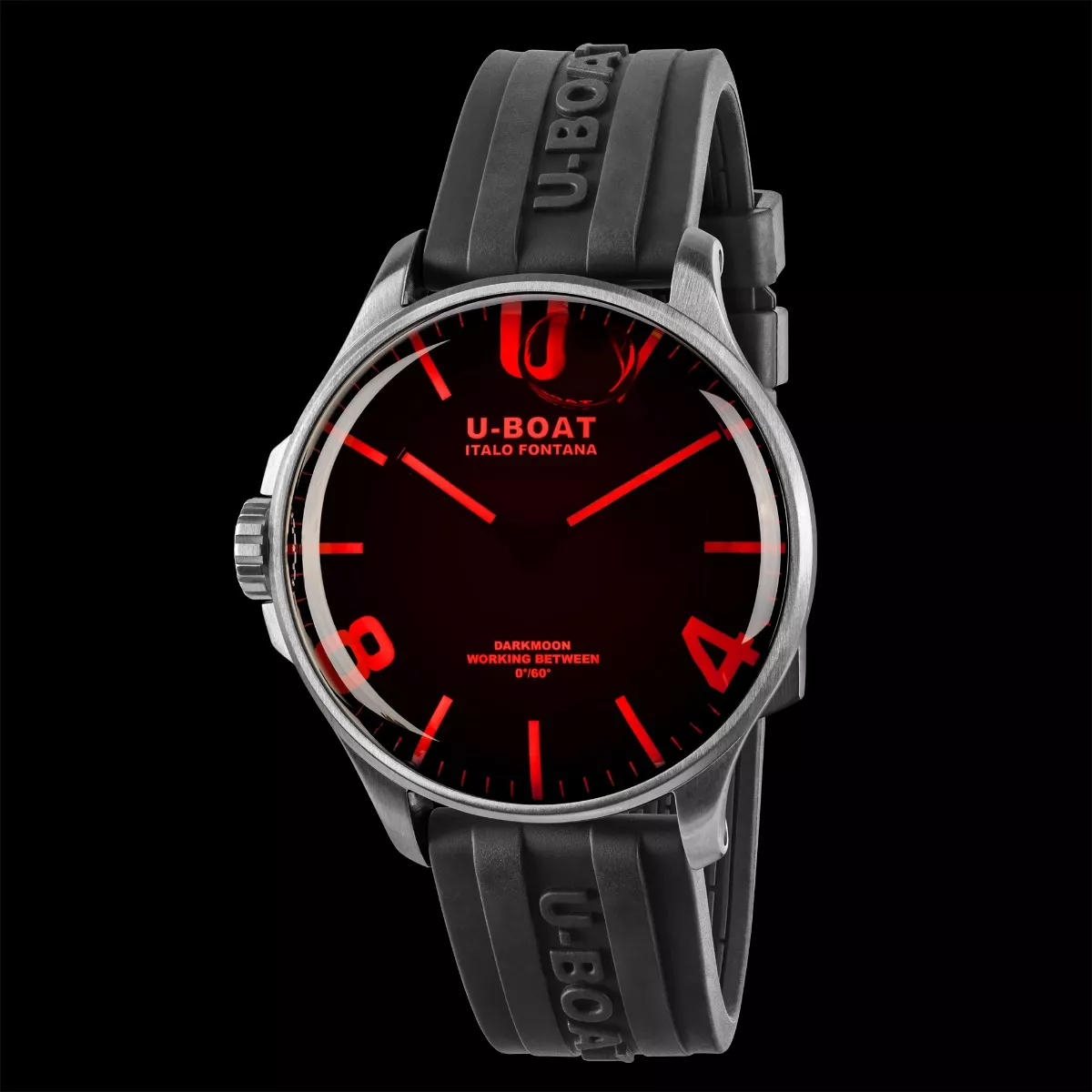 Reloj U-Boat Darkmoon con caja acero esfera roja y correa caucho 319_8465 fn
