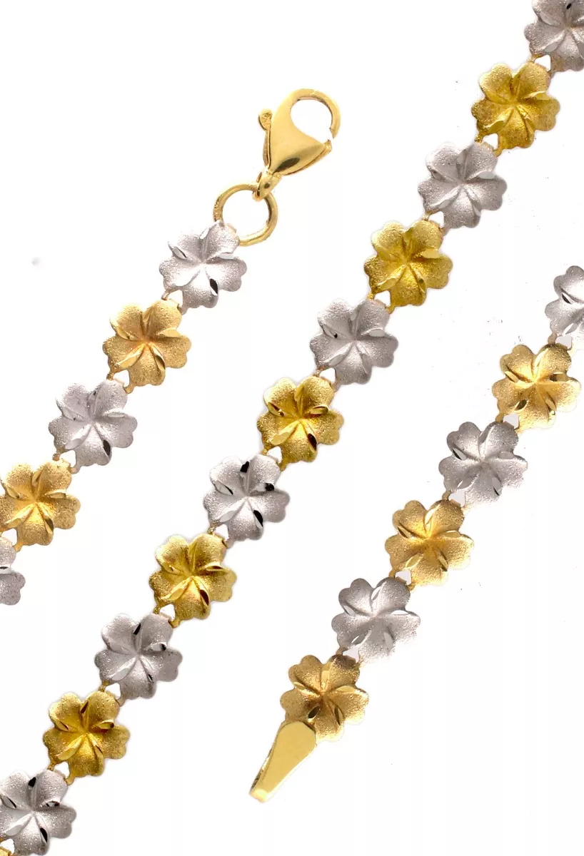 Gargantilla oro bicolor 18 ktes motivos florales alternos 157_G0004 detalle