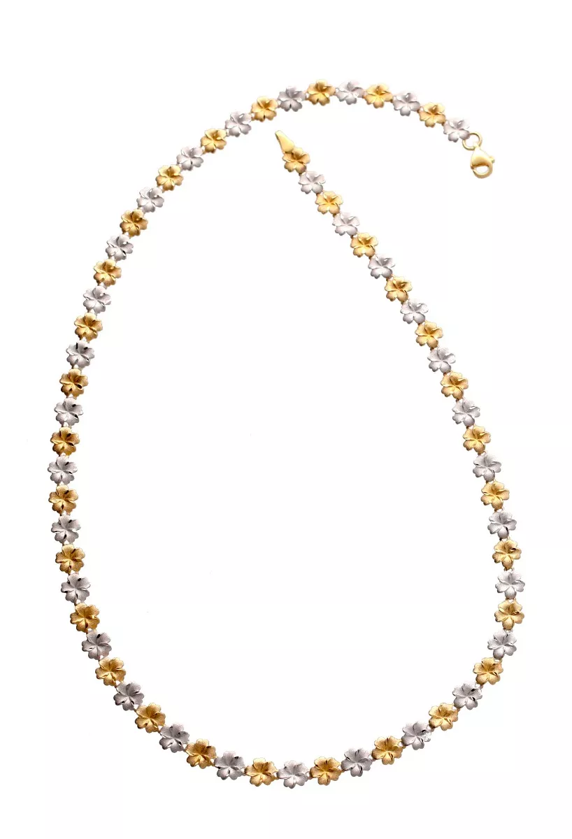Gargantilla oro bicolor 18 ktes motivos florales alternos 157_G0004 entero