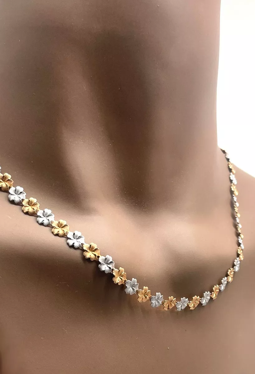 Gargantilla oro bicolor 18 ktes motivos florales alternos 157_G0004 puesto