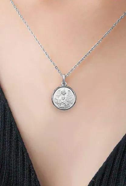 Medalla religiosa plata ley Ángel de la Guarda 045_AG1260475-14 puesta 2