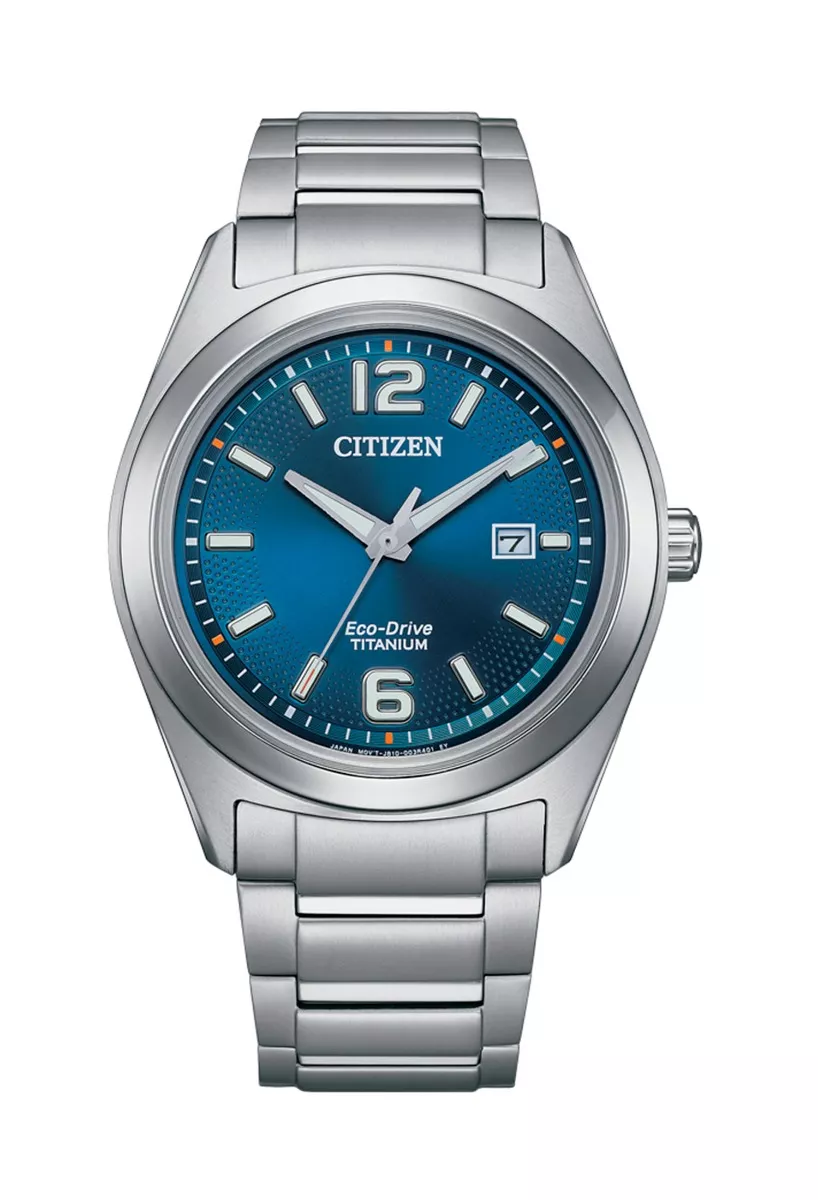 Reloj Citizen para hombre, Eco Drive en titanio esfera azul AW1641-81L