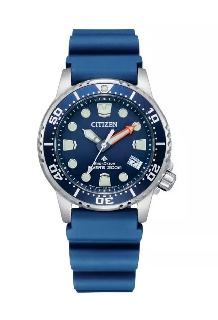 Reloj Citizen Eco Drive mujer caja acero correa caucho azul EO2021-05L