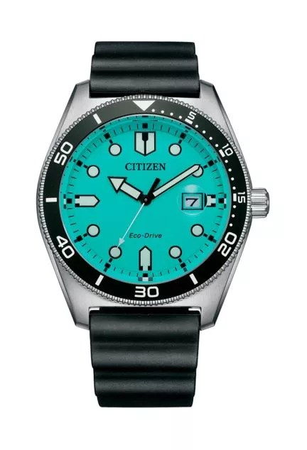 Reloj Citizen hombre esfera verde turquesa Eco Drive en acero AW1760-14X