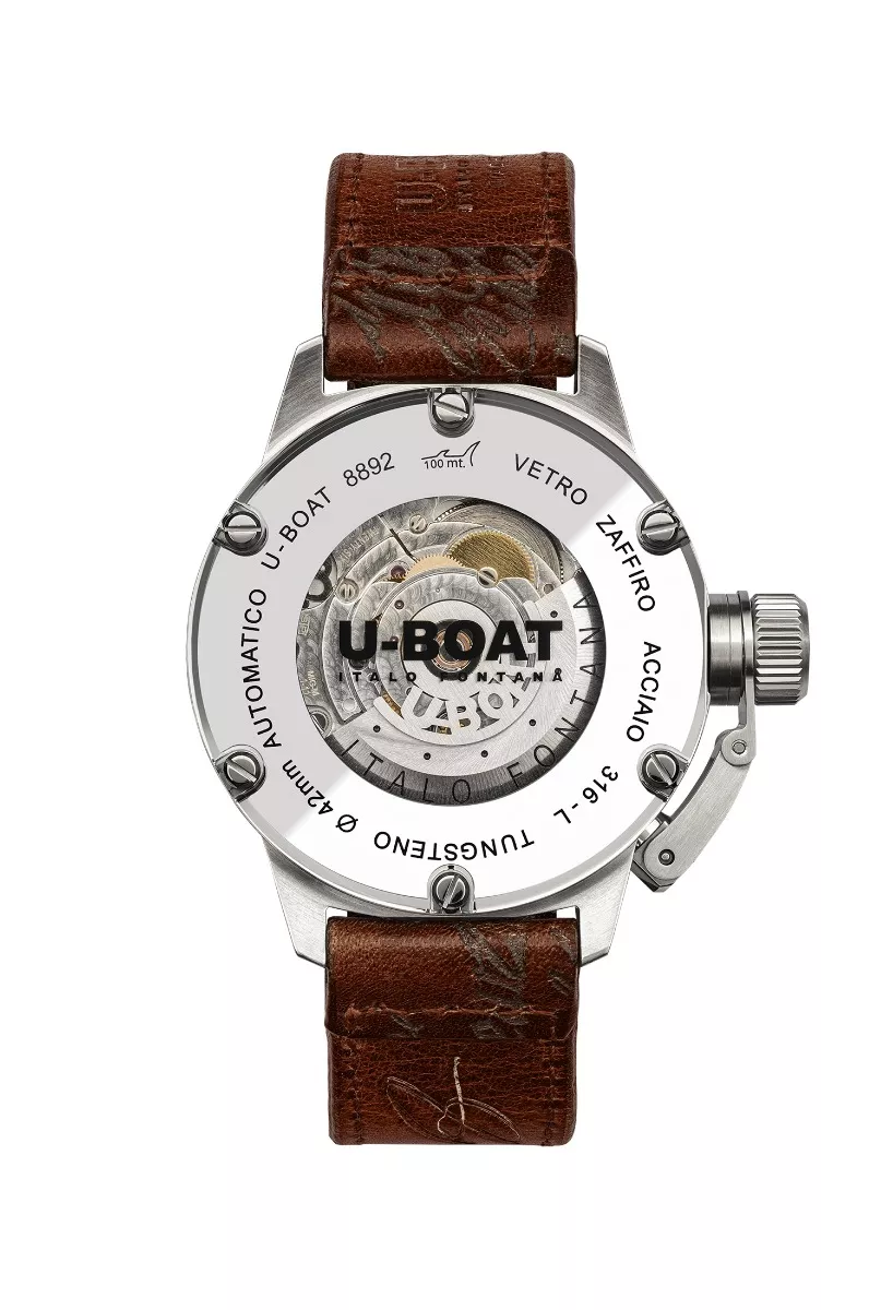 Reloj U-Boat Classico Beige Tungsteno con caja acero y correa de piel 8892 tras