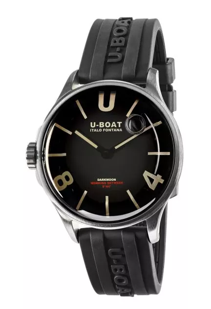Reloj U-Boat Darkmoon con caja de acero DLC negro y correa de caucho 9018