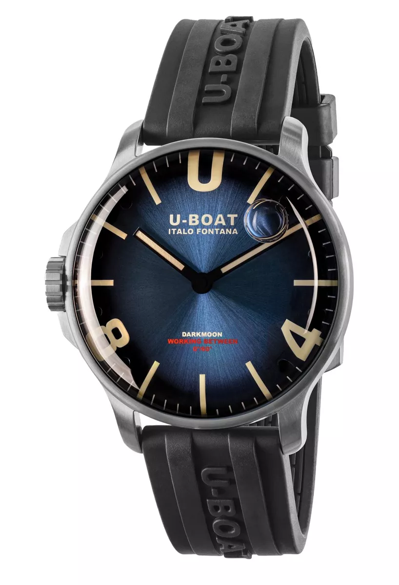 Reloj U-Boat DarkMoon Soleil con caja acero y correa de caucho, esfera azul 8704 fot 3