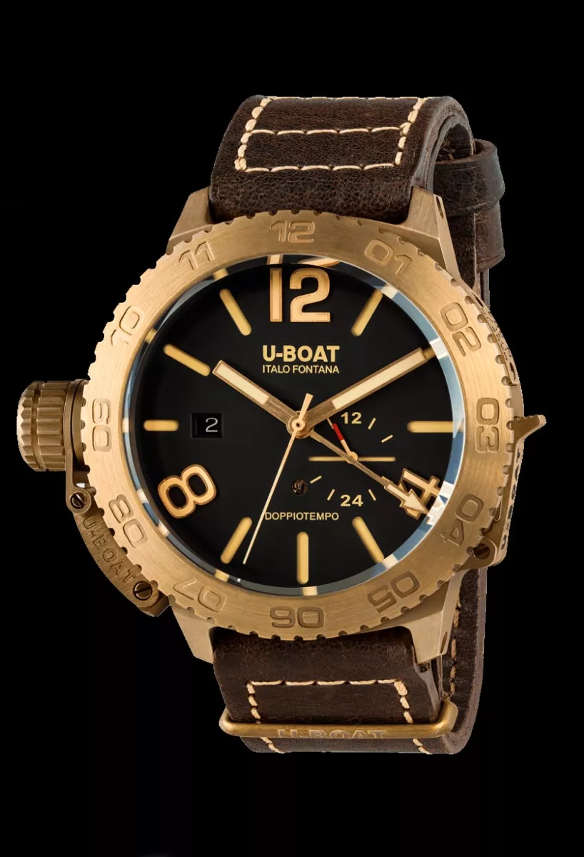 Reloj U-Boat Doppiotempo caja bronce, correa de piel marrón 9008 fn
