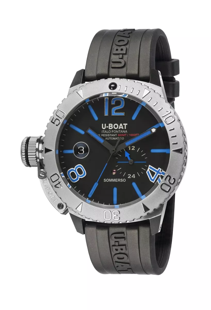 Reloj U-Boat Sommerso para buceo con caja acero, correa de caucho 9014