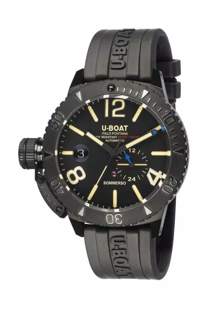 Reloj U-Boat Sommerso para buceo con caja de acero DLC negro y correa de caucho 9015