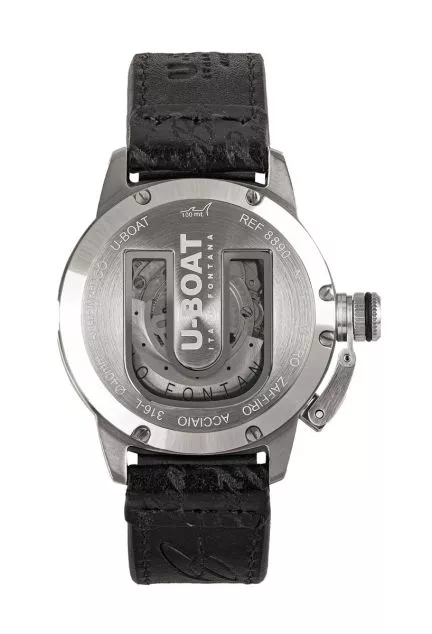 Reloj U-Boat Vintaje Classico con caja acero y correa de piel 8890 tras