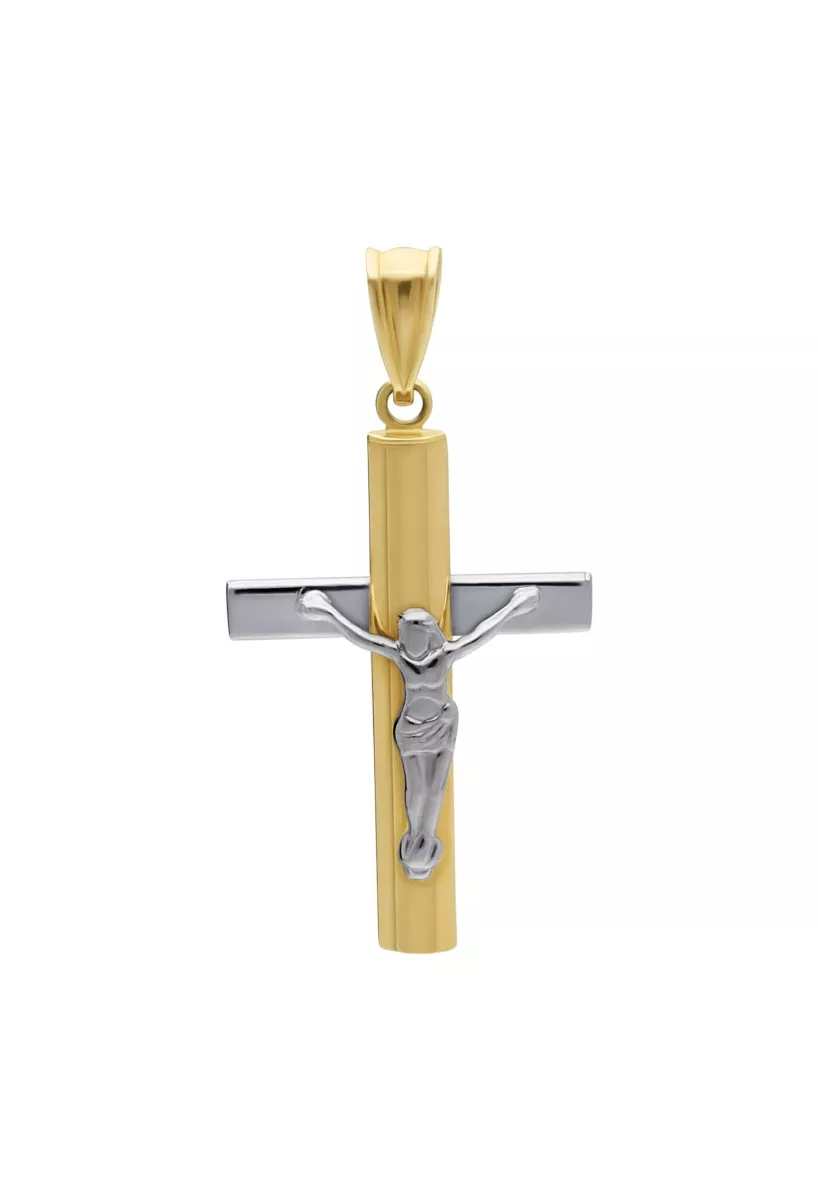 crucifiijo oro bicolor 18 ktes vista frontal 243_401-00724