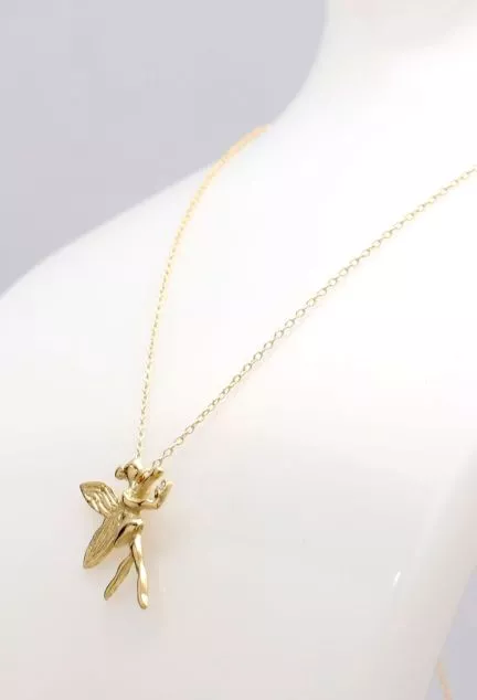 gargantilla oro 18 ktes hada de los bosques con brillante vista lateral