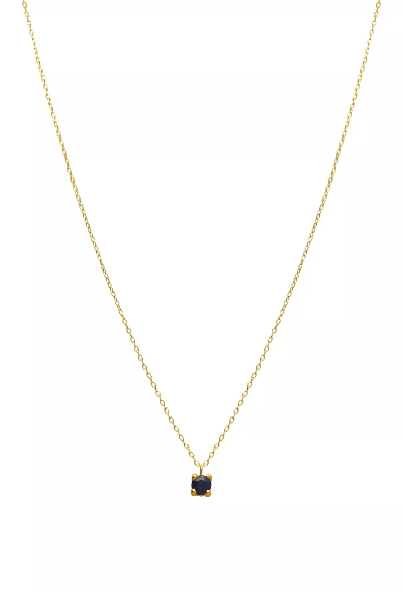 gargantilla de oro amarillo 18 ktes con zafiro fino engastado en garra foto frontal