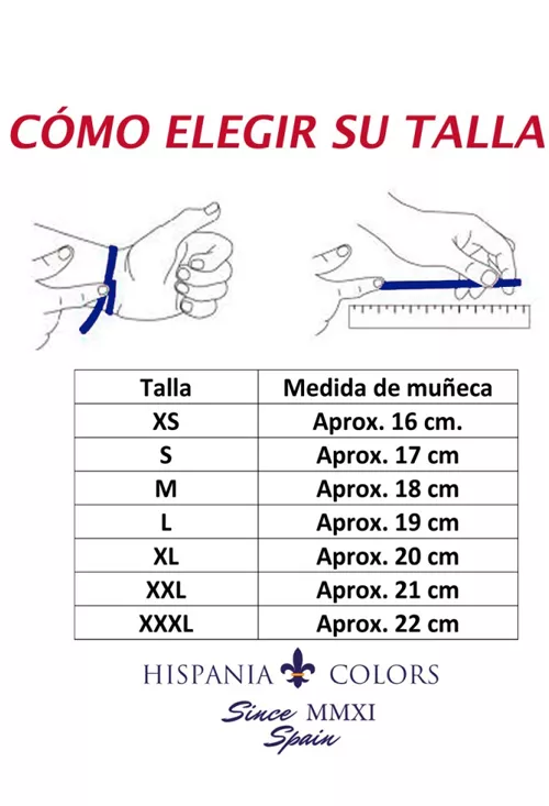 Pulsera España doble aro de piel en color azul y rojo PHF-126-3QI medidas