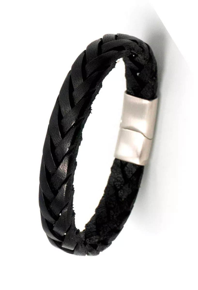 Pulsera aro de piel trenzada color negroT567410N