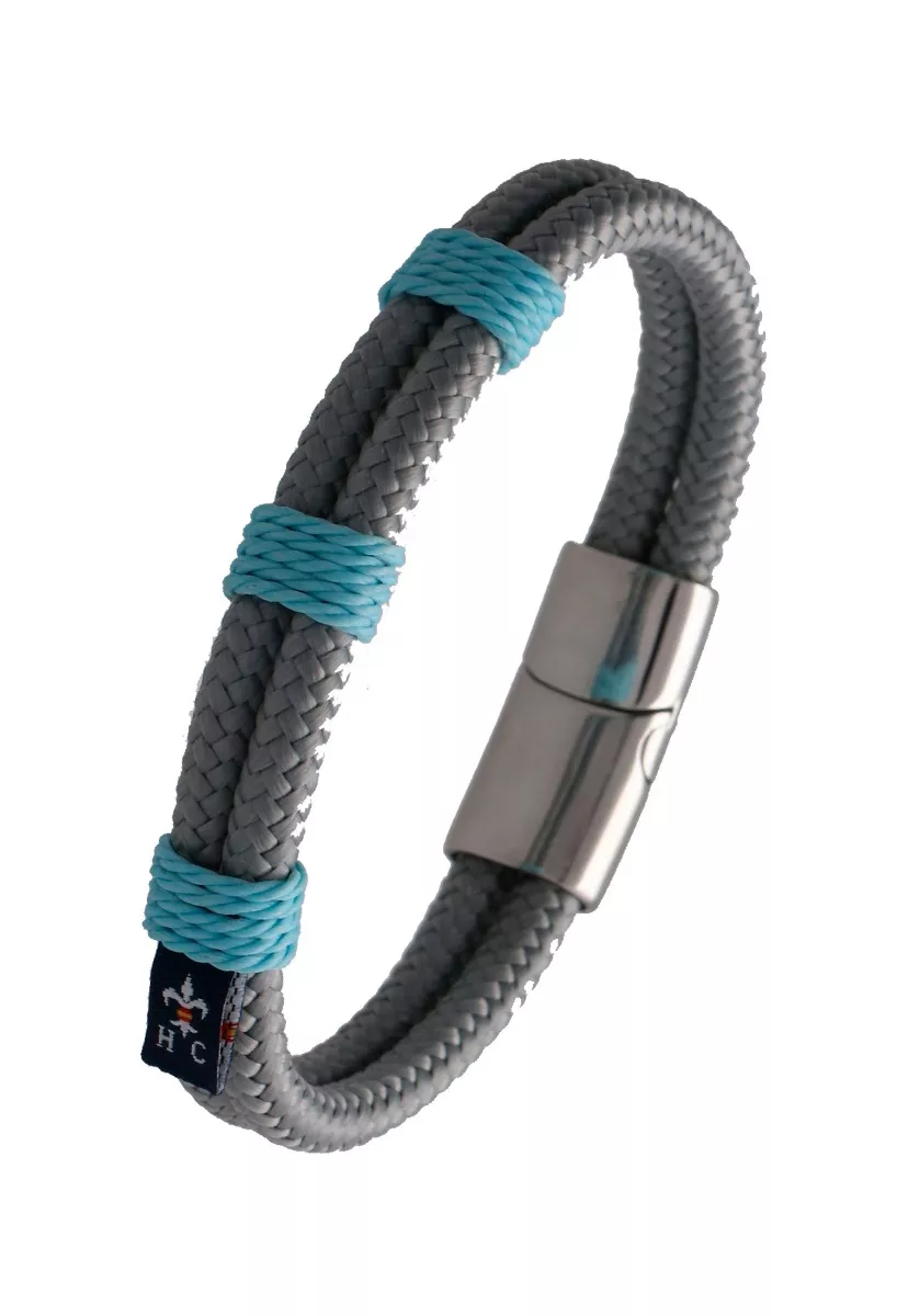 Pulsera de España con doble aro en cordón náutico PHF-126-1N-1UUU